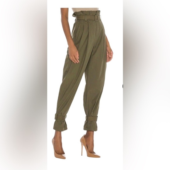 L'Academie Pants & Jumpsuits Lacademie Virgil Olive Paper Bag Pants